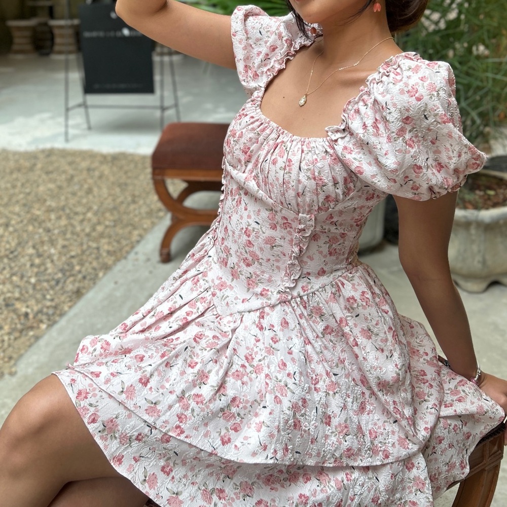 Floral Puff Sleeve Mini Dress